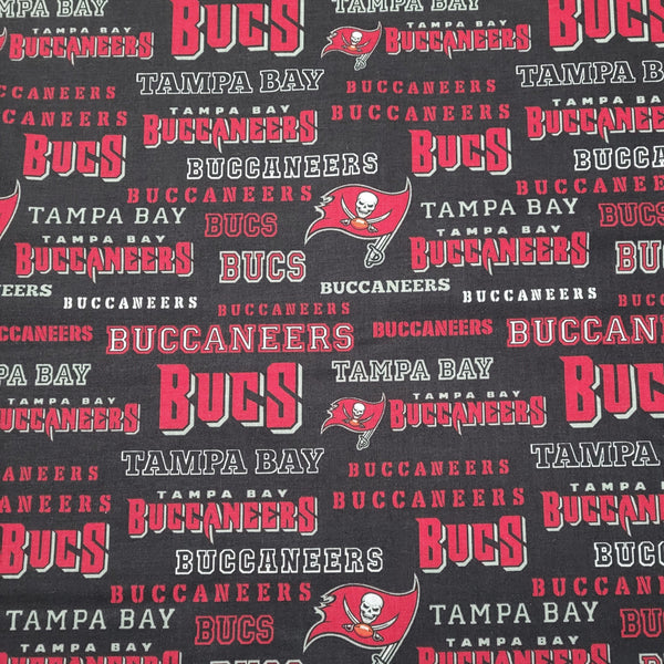 NFL Tampa Bay Buccaneers Cotton Fabric Mascot Logo Black