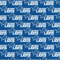 NFL Detroit Lions Cotton Fabric Mascot Logo Blue