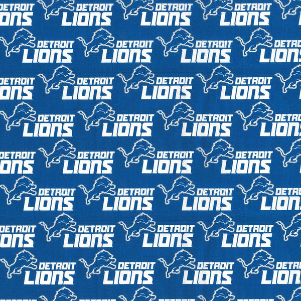 NFL Detroit Lions Cotton Fabric Mascot Logo Blue