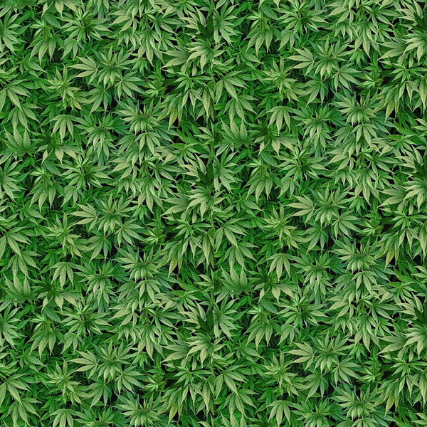 Mini Cannabis Marijuana Leaves Cotton Fabric