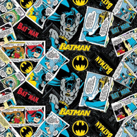 Batman 80 Years Collage Black Cotton Fabric