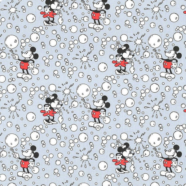 Disney Mickey and Minnie Vintage Bubbles Cotton Fabric