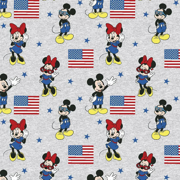 Disney Patriotic Cotton Fabric Mickey & Minnie Mouse American Flag