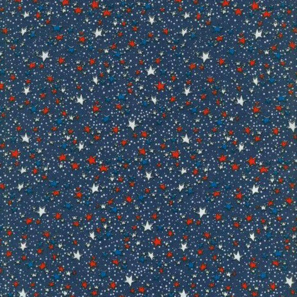 Dotted Stars on Navy Cotton Fabric