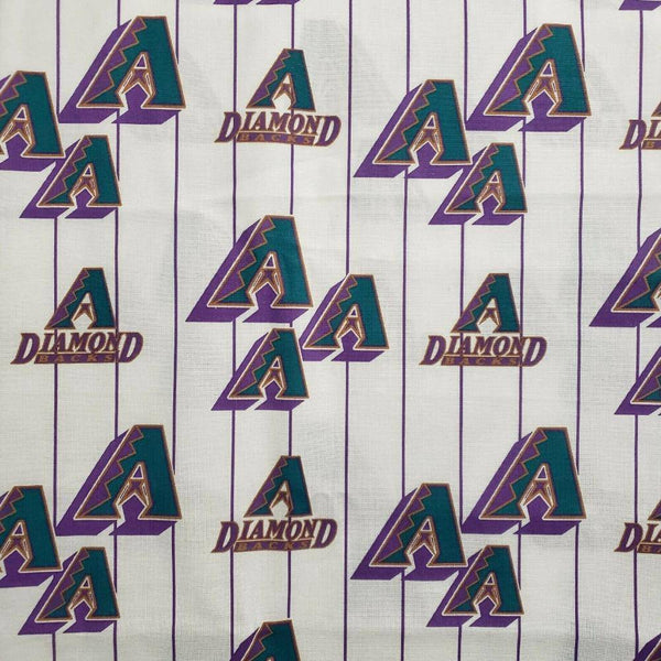 MLB Arizona Diamondbacks White Cotton Fabric Logo Pinstripes - Team Fabric - Same Day Fabric - Fabric Traditions