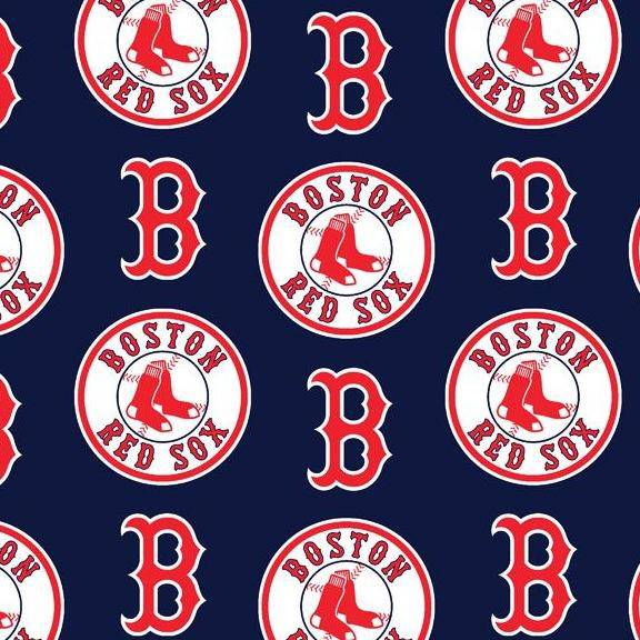 MLB Boston Red Sox Navy Blue Cotton Fabric Logo - Team Fabric - Same Day Fabric - Fabric Traditions