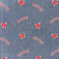 MLB Boston Red Sox Red Chambray Cotton Fabric Logo - Team Fabric - Same Day Fabric - Fabric Traditions