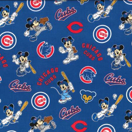 Chicago Cubs Mickey Mouse Fabric MLB Disney Mash-Up - Team Fabric - Same Day Fabric - Fabric Traditions