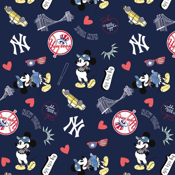 New York Yankees Mickey Mouse Fabric MLB Disney Mash-Up - Team Fabric - Same Day Fabric - Fabric Traditions