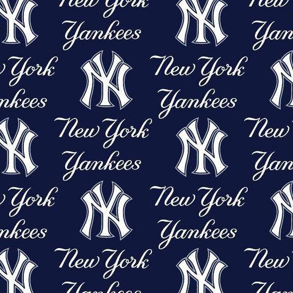 MLB New York Yankees Navy Blue Cotton Fabric Logo - Team Fabric - Same Day Fabric - Fabric Traditions
