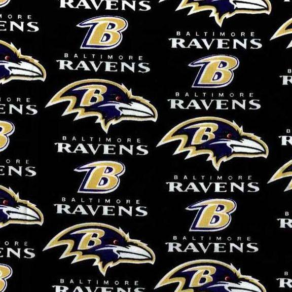 NFL Baltimore Ravens Logo Black Fabric - Team Fabric - Same Day Fabric - Fabric Traditions