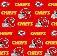 NFL Kansas City Chiefs Helmet Logo Cotton Fabric - Team Fabric - Same Day Fabric - Fabric Traditions