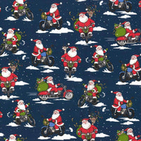 Motorcycle Santa Holiday Christmas Cotton Fabric - Holiday - Same Day Fabric - HIJO