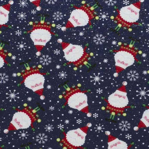 Santa with Ornaments 2 Glitter Christmas Cotton Fabric - Holiday - Same Day Fabric - HIJO