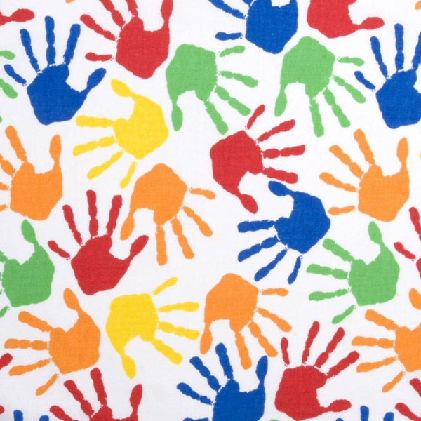 Colorful Handprints Cotton Fabric - Novelty Fabric - Same Day Fabric - HIJO