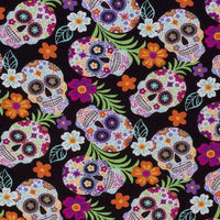 Tropical Sugar Skulls Cotton Fabric - Novelty Fabric - Same Day Fabric - HIJO