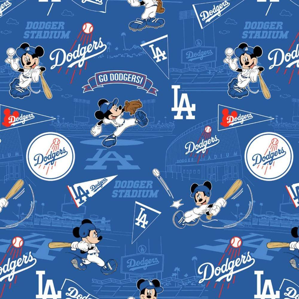 Los Angeles Dodgers Pink MLB Cotton Fabric - MLB Cotton Fabric By