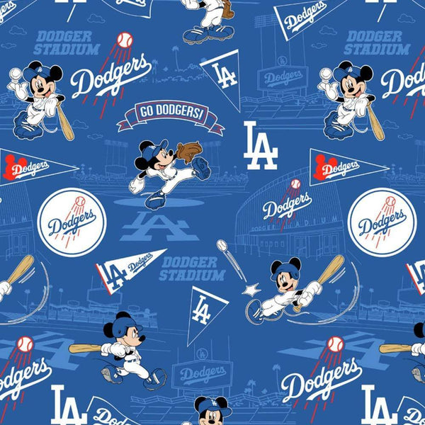 Los Angeles Dodgers Mickey Mouse Fabric MLB Disney Mash-Up