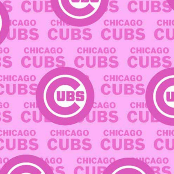 MLB Chicago Cubs Cotton Fabric Pink Mini Print