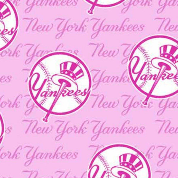 MLB New York Yankees Cotton Fabric Pink Mini Print