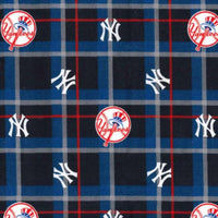 MLB New York Yankees Flannel Fabric Plaid Block