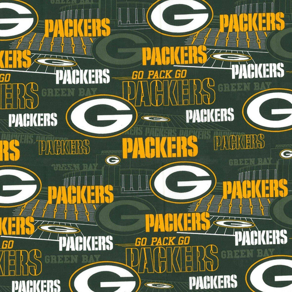 NFL Green Bay Packers Cotton Fabric Stadium | Same Day Fabric