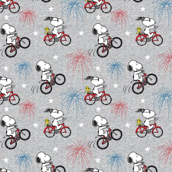 Patriotic Peanuts Cotton Fabric Snoopy and Woodstock Fireworks