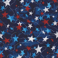 Red White Blue Streaming Stars USA Cotton Fabric