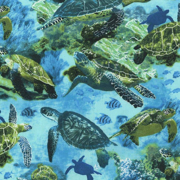 Sea Turtles In The Ocean Cotton Fabric