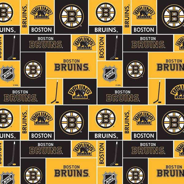 NHL Boston Bruins Cotton Fabric Block - Team Fabric - Same Day Fabric - Sykel Enterprises