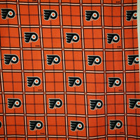 NHL Philadelphia Flyers Flannel Fabric Plaid Block - Team Fabric - Same Day Fabric - Sykel Enterprises