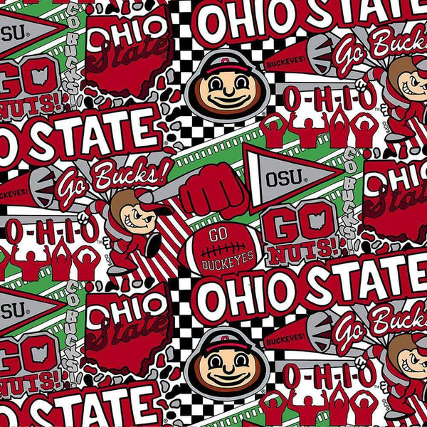 Ohio State University OSU Buckeyes Cotton Fabric Pop Art - Team Fabric - Same Day Fabric - Sykel Enterprises