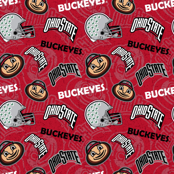 Ohio State University OSU Buckeyes Cotton Fabric Tone on Tone - Team Fabric - Same Day Fabric - Sykel Enterprises