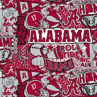 University of Alabama Crimson Tide Cotton Fabric Pop Art - Team Fabric - Same Day Fabric - Sykel Enterprises