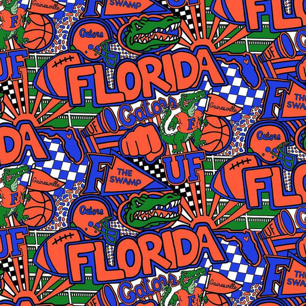 University of Florida Gators Cotton Fabric Pop Art - Team Fabric - Same Day Fabric - Sykel Enterprises