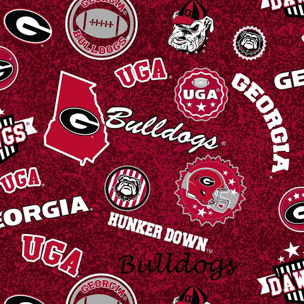 University of Georgia Bulldogs Cotton Fabric Home State - Team Fabric - Same Day Fabric - Sykel Enterprises