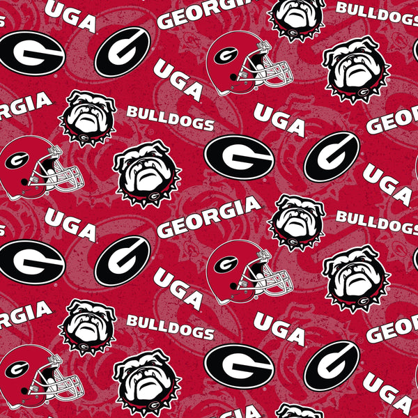 University of Georgia Bulldogs Cotton Fabric Tone on Tone - Team Fabric - Same Day Fabric - Sykel Enterprises