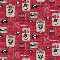 University of Georgia Bulldogs Cotton Fabric Vintage Pennant - Team Fabric - Same Day Fabric - Sykel Enterprises