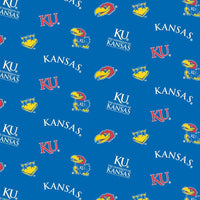 University of Kansas Jayhawks Cotton Fabric Allover - Team Fabric - Same Day Fabric - Sykel Enterprises