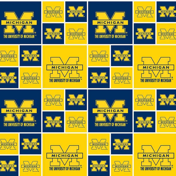 University of Michigan Wolverines Cotton Fabric Block - Team Fabric - Same Day Fabric - Sykel Enterprises