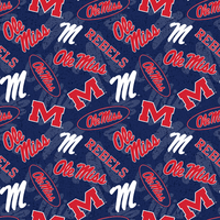 University of Mississippi Ole Miss Rebels Cotton Fabric Tone on Tone - Team Fabric - Same Day Fabric - Sykel Enterprises