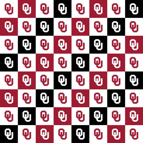 University of Oklahoma OU Sooners Cotton Fabric Collegiate Check - Team Fabric - Same Day Fabric - Sykel Enterprises