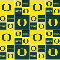 University of Oregon UO Ducks Cotton Fabric Block - Team Fabric - Same Day Fabric - Sykel Enterprises