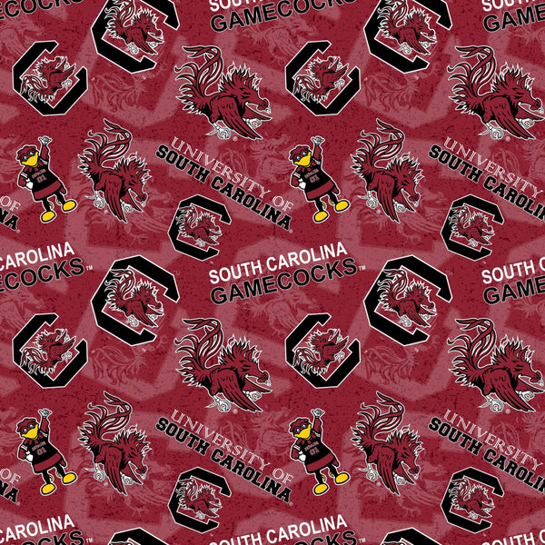 University of South Carolina USC Gamecocks Cotton Fabric Tone on Tone - Team Fabric - Same Day Fabric - Sykel Enterprises