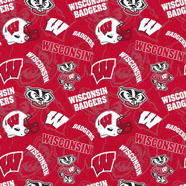 University of Wisconsin Badgers Cotton Fabric Tone on Tone - Team Fabric - Same Day Fabric - Sykel Enterprises