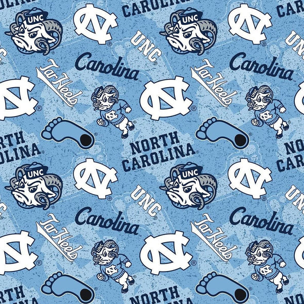 University of North Carolina UNC Tar Heels Cotton Fabric Tone on Tone